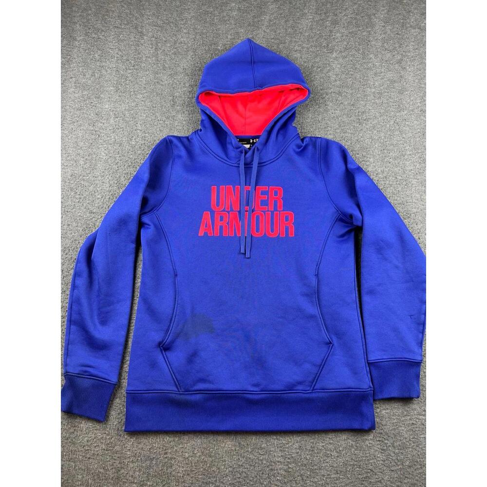 Under Armour Boys Hoodie Size Small Sweatshirt Blue Red Lining